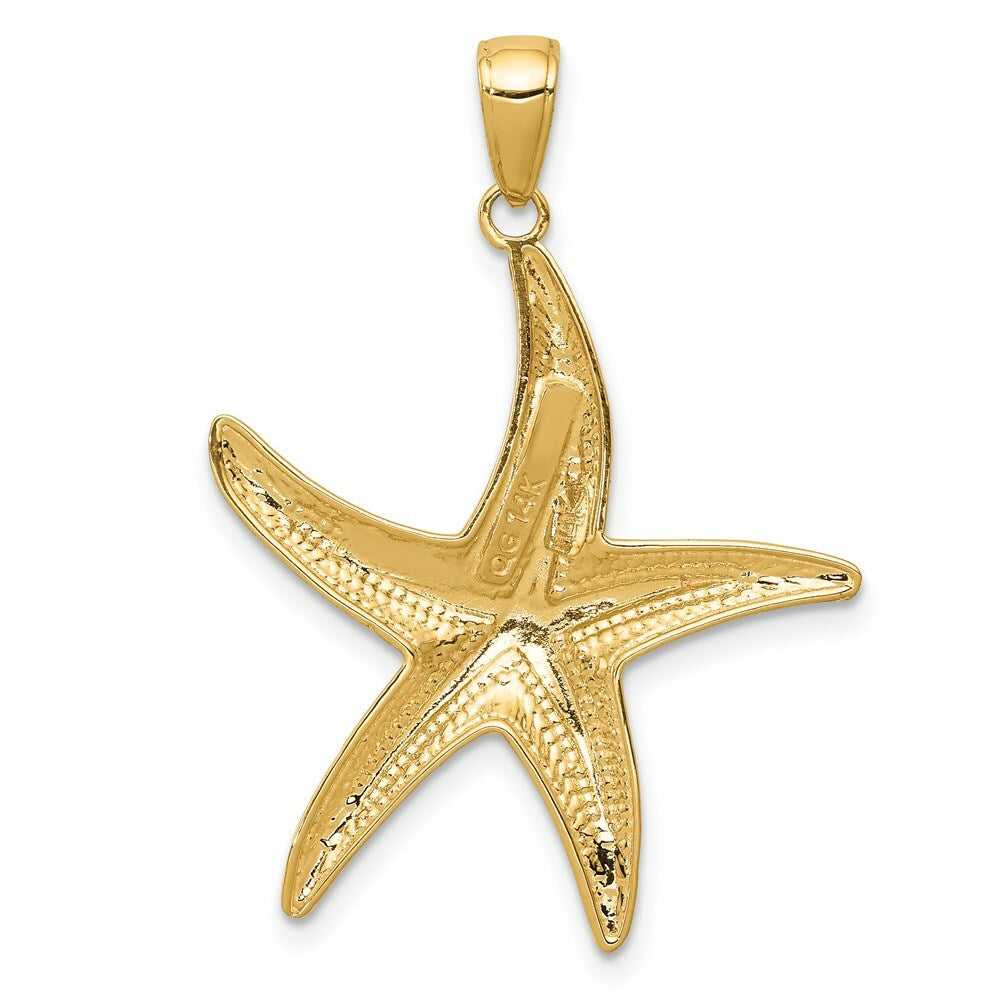 14K Yellow Gold Diamond-cut StarFish Pendant