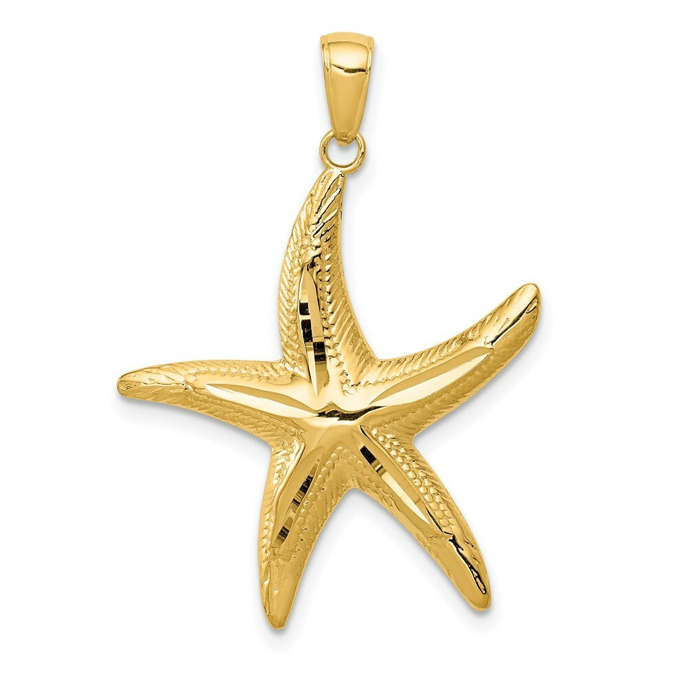 14K Yellow Gold Diamond-cut StarFish Pendant