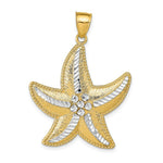 Load image into Gallery viewer, 14K Yellow Gold with White Rhodium Diamond-cut Textured Starfish Pendant
