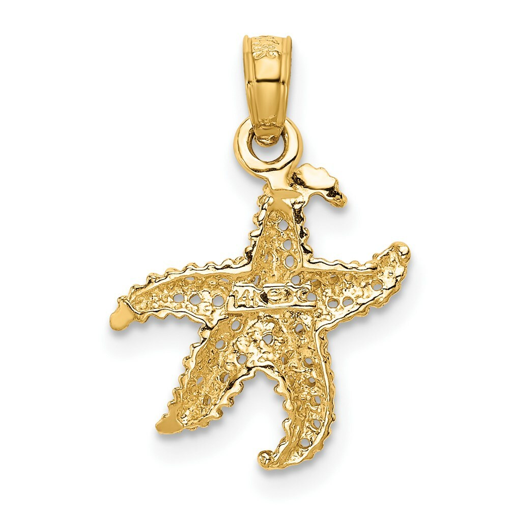 14K Yellow Gold StarFish Pendant 20mm length