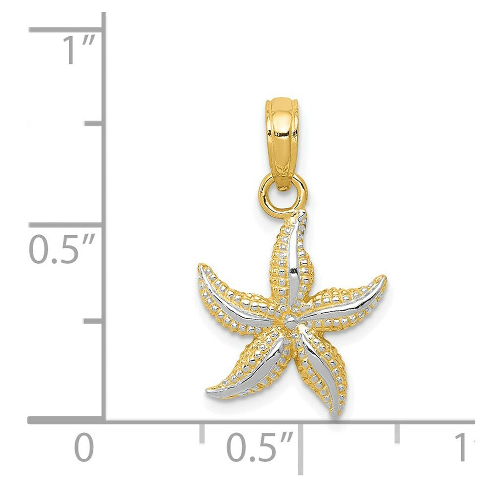 14K Yellow Gold & Rhodium StarFish Pendant