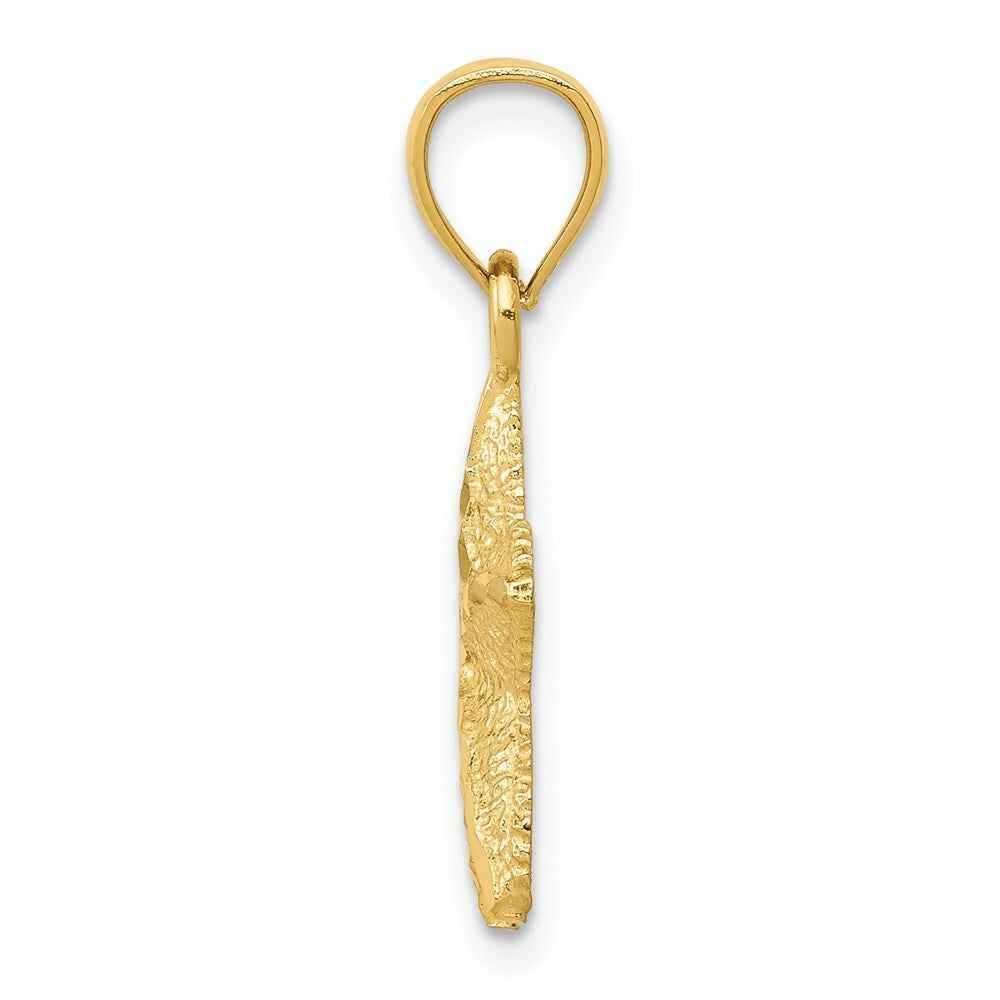 14K Yellow Gold StarFish Pendant 22mm length