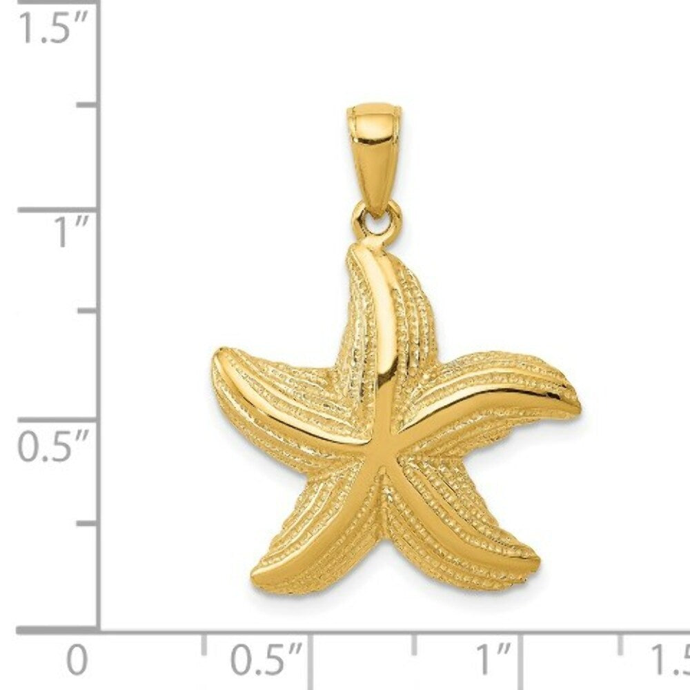 14K Yellow Gold StarFish Pendant 27mm length