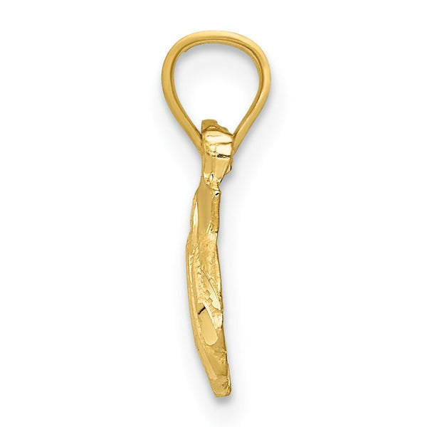 14K Yellow Gold Scallop Shell Pendant 8mm width