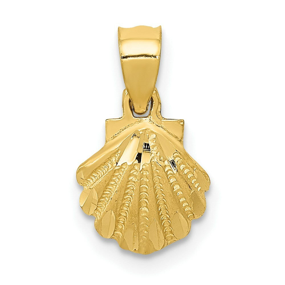 14K Yellow Gold Scallop Shell Pendant 8mm width