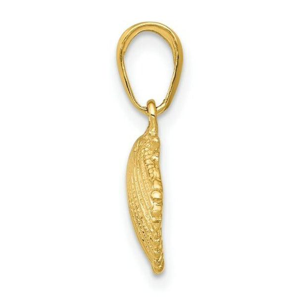 14K Yellow Gold Scallop Shell Pendant 10mm width
