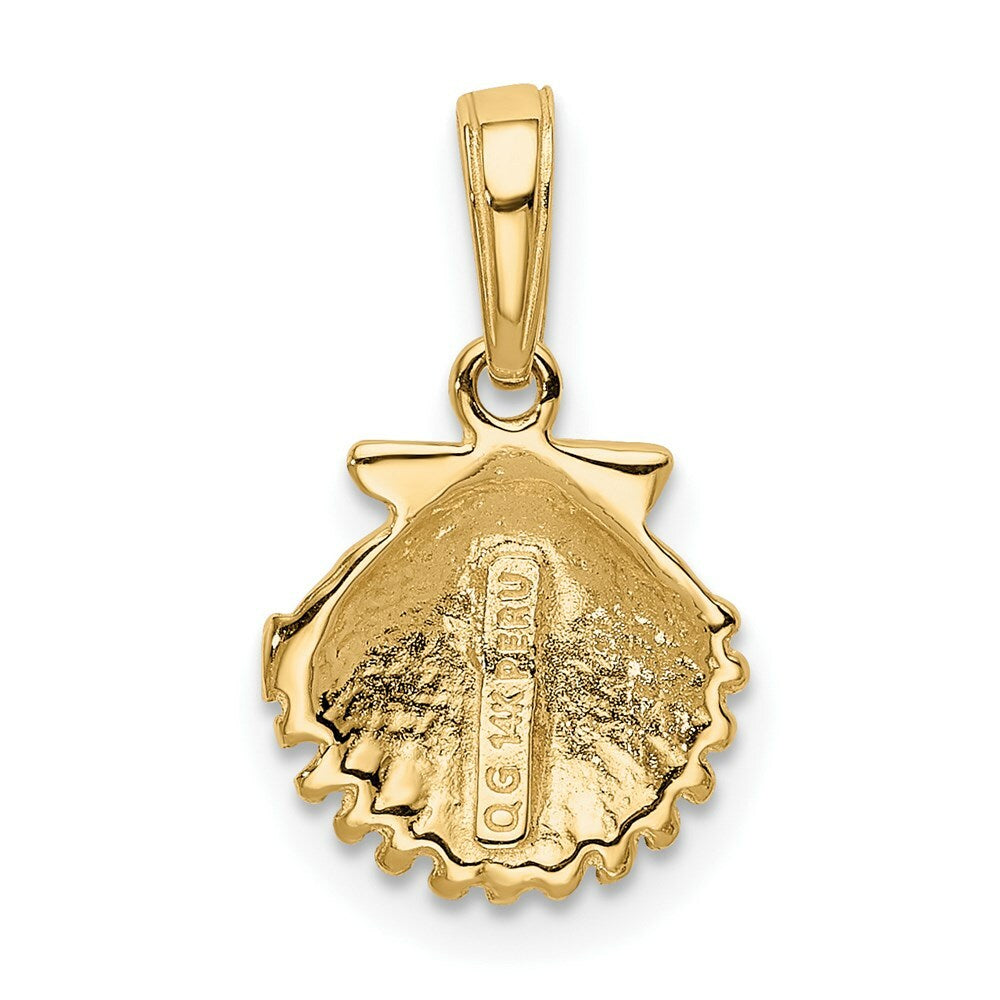 14K Yellow Gold Scallop Shell Pendant 10mm width