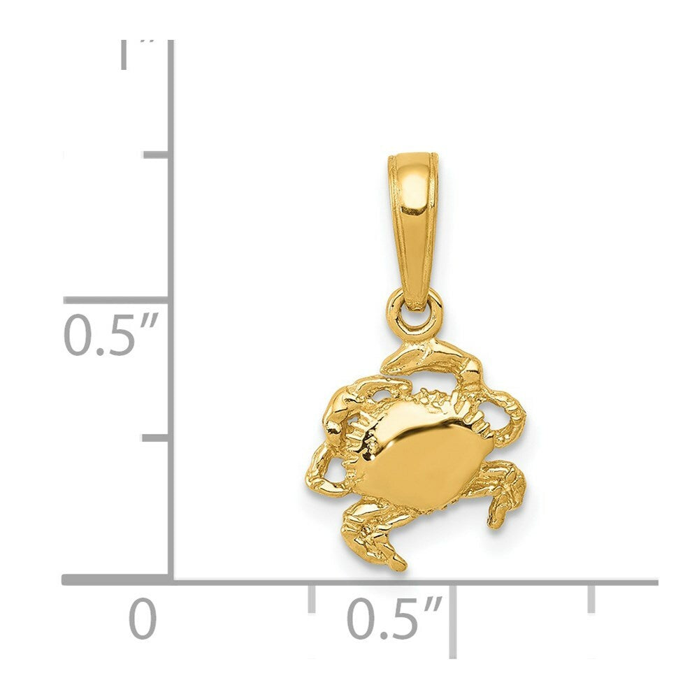 14K Yellow Gold Crab Pendant