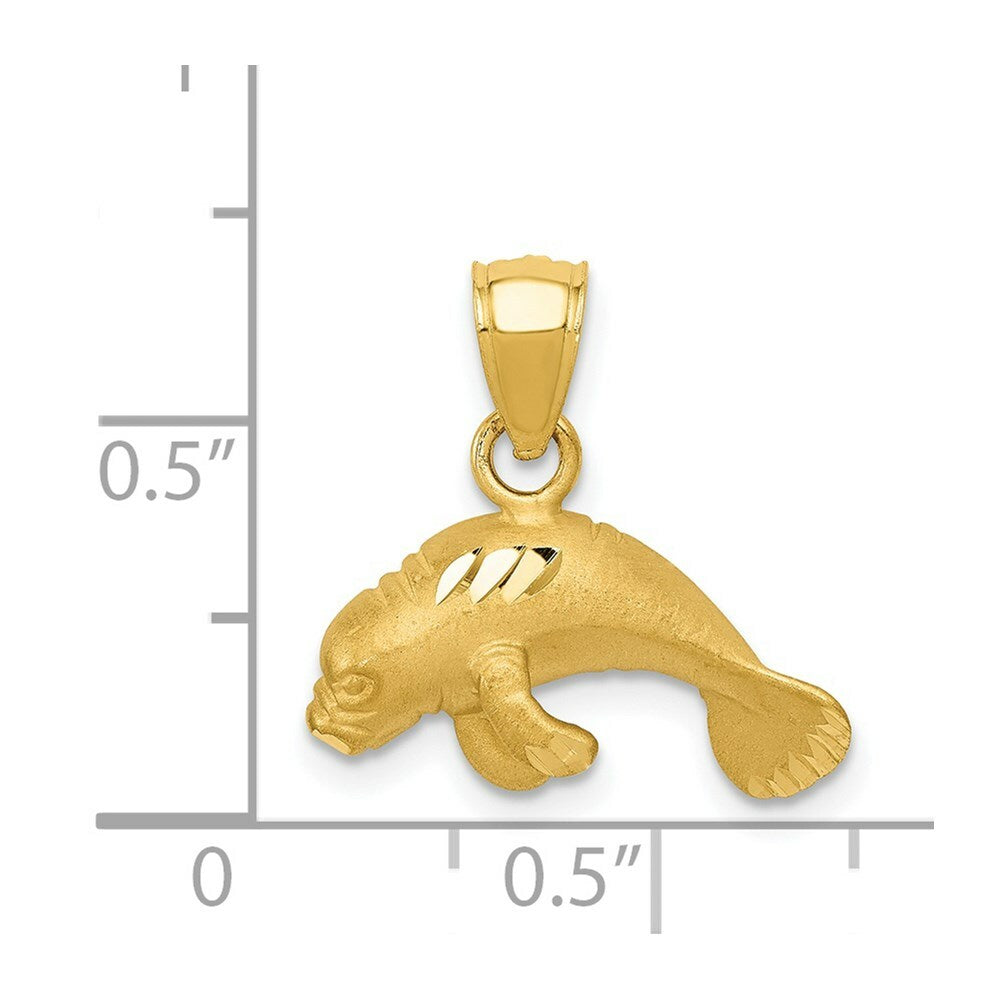 14K Yellow Gold Manatee Pendant