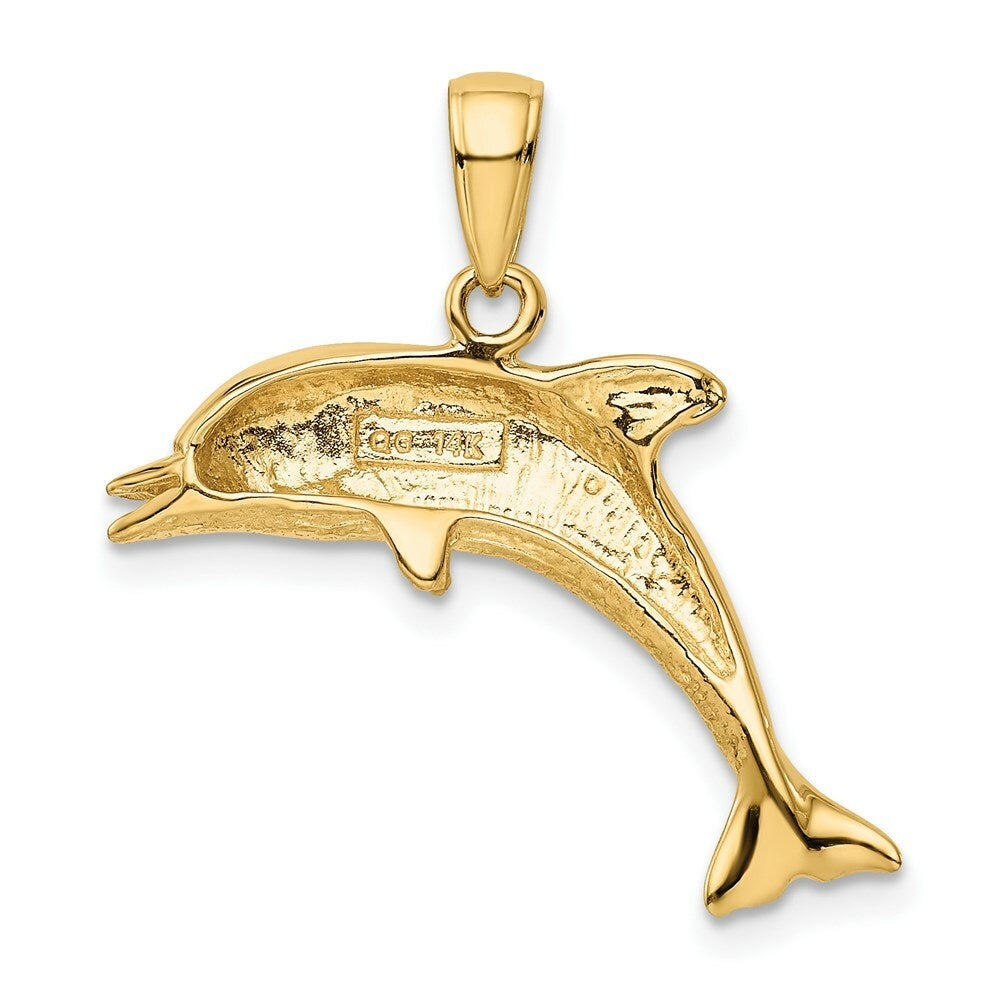 14K Yellow Gold Jumping Dolphin Pendant