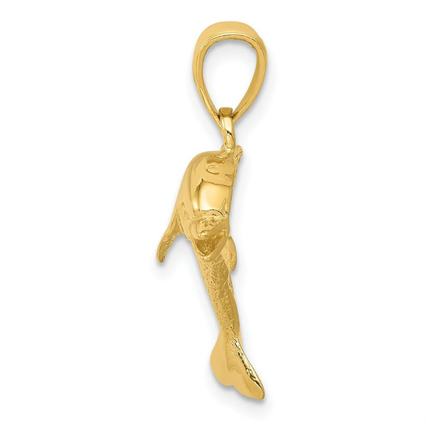 14K Yellow Gold Jumping Dolphin Pendant