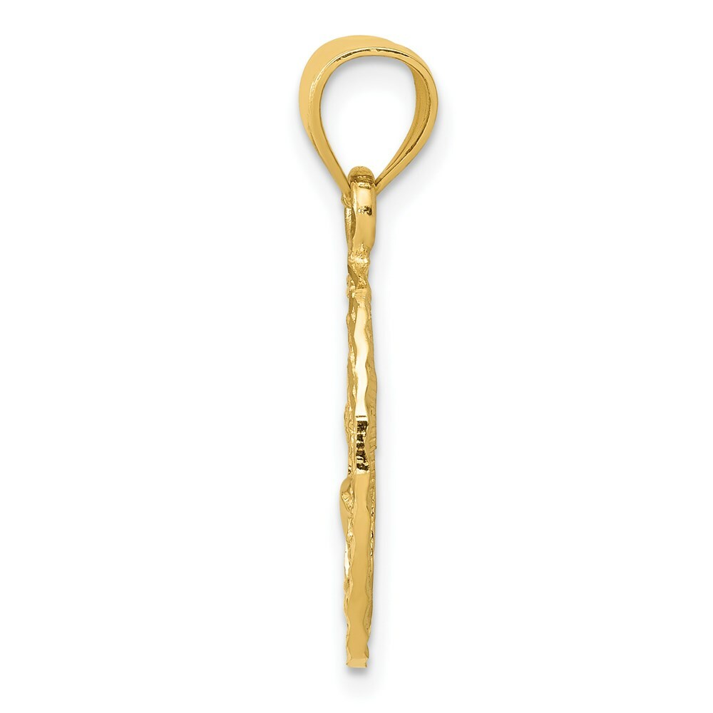 14K Yellow Gold Dolphin and Palm Tree Pendant