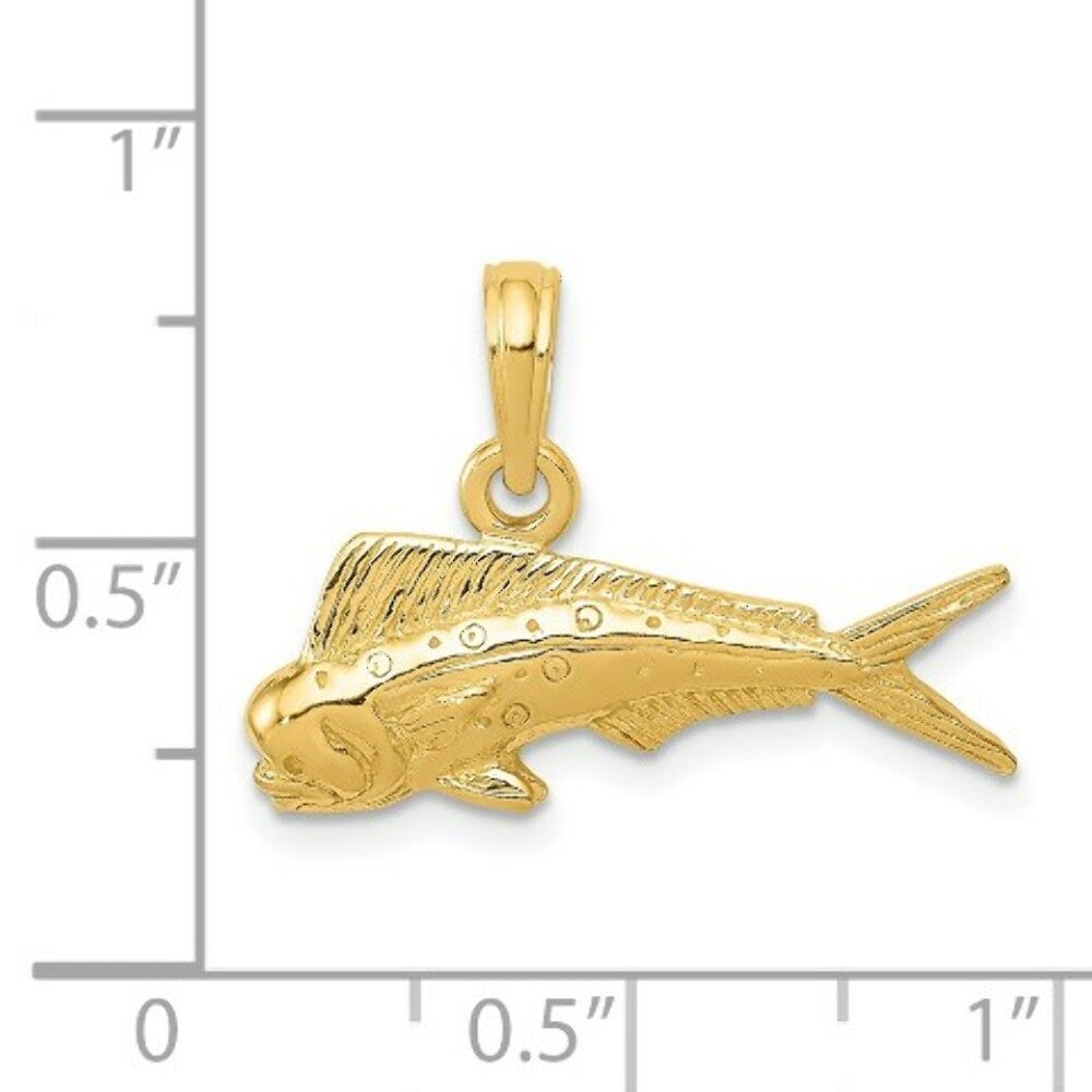 14K Yellow Gold Mahi Mahi Fish Pendant
