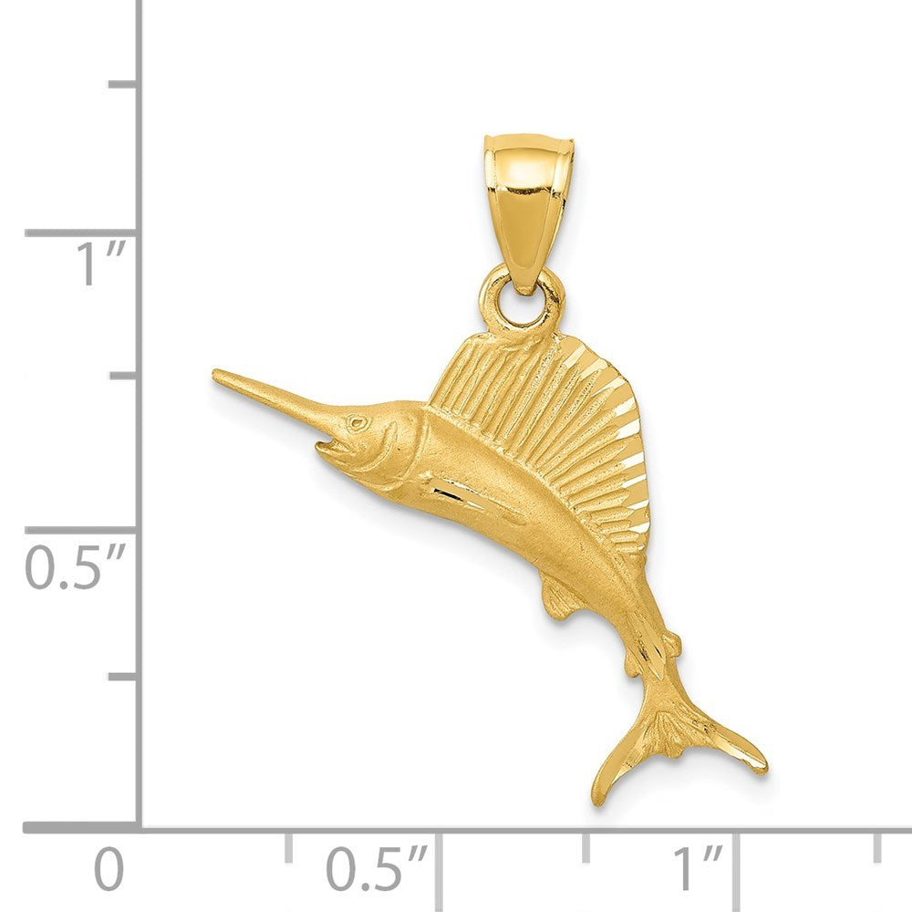 14K Yellow Gold Sail Fish Pendant
