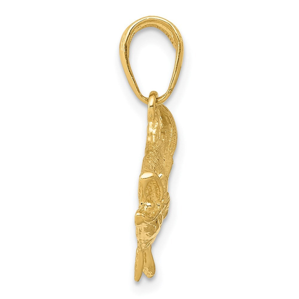 14K Yellow Gold Open Mouthed Bass Fish Pendant