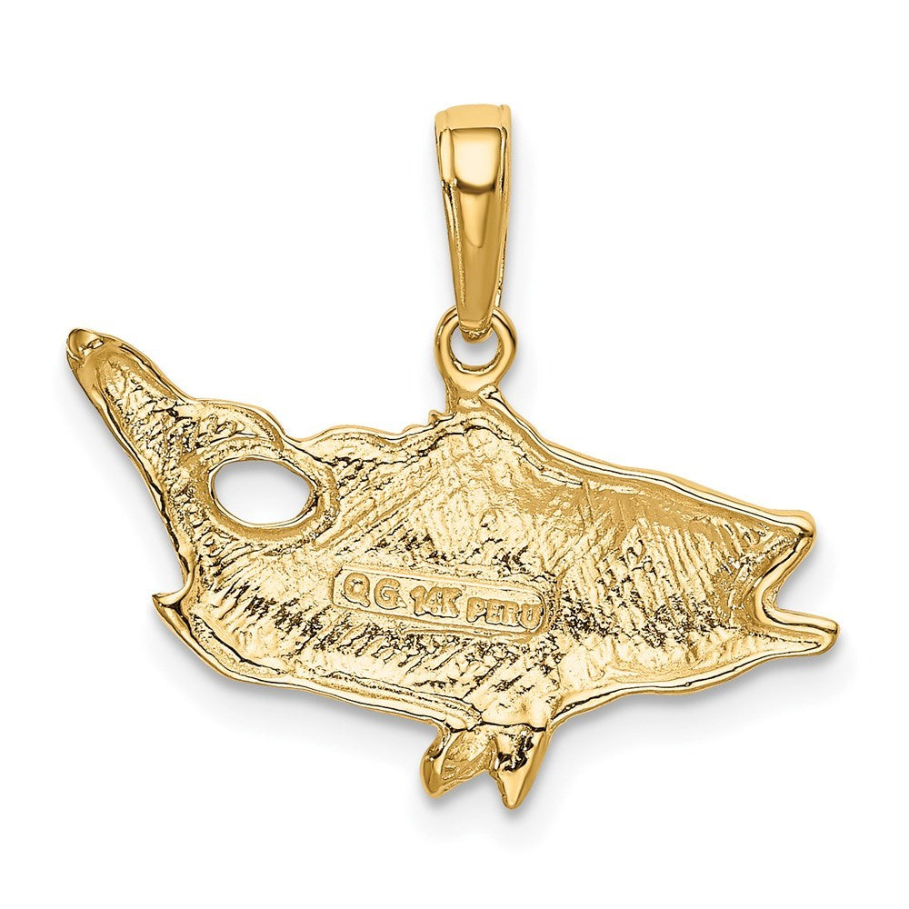 14K Yellow Gold Open Mouthed Bass Fish Pendant
