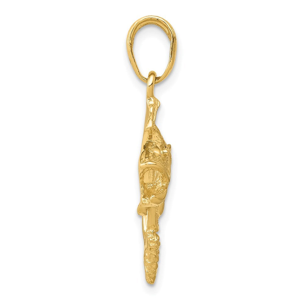 14K Yellow Gold Jumping Bass Fish Pendant