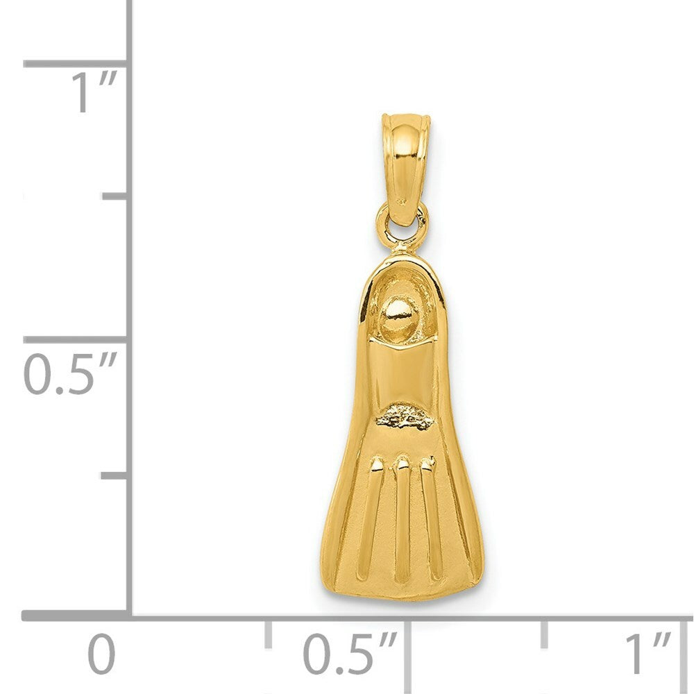 14K Yellow Gold Scuba Flipper Pendant
