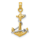 Load image into Gallery viewer, 14K Two-tone Gold Anchor w/Rope Pendant
