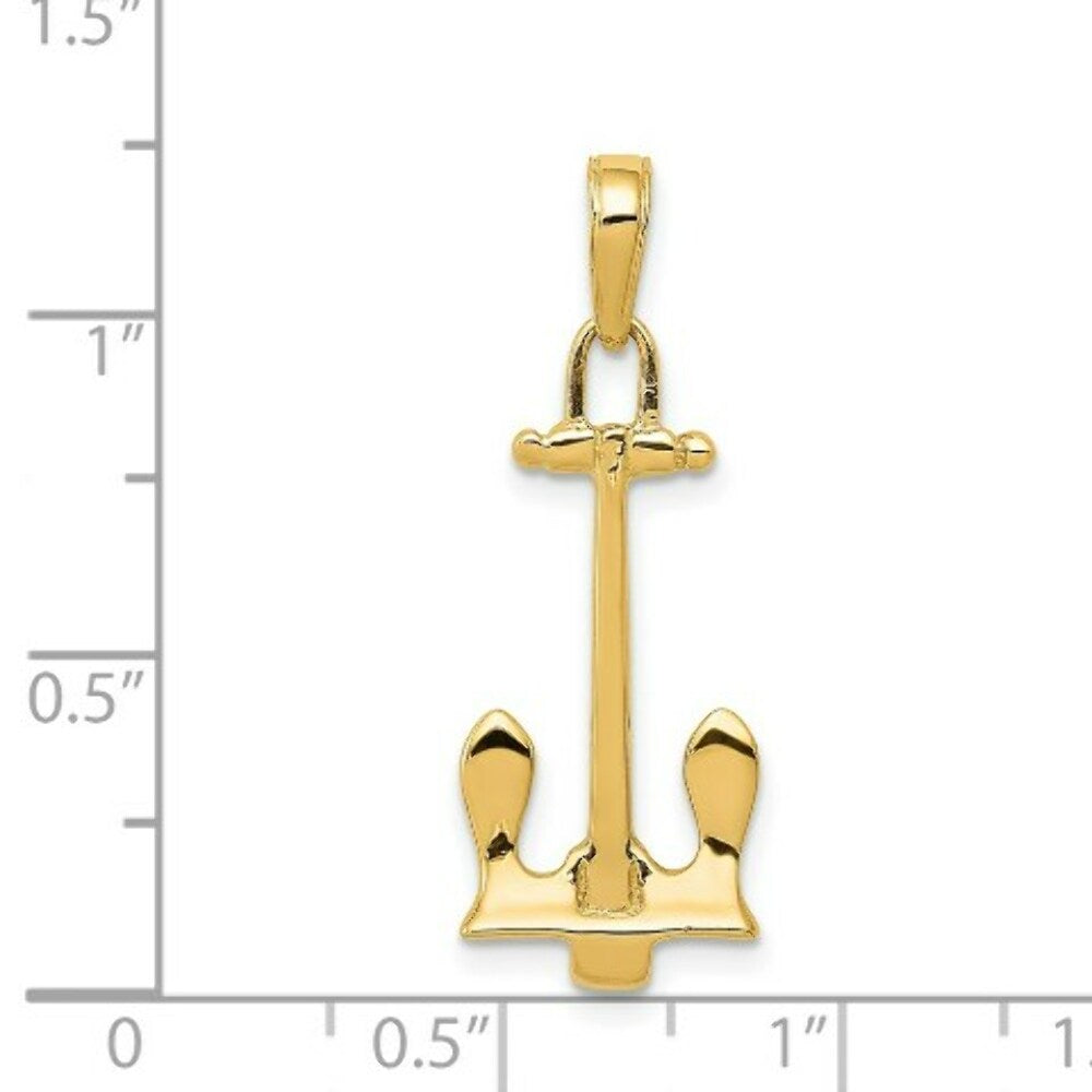 14K Yellow Gold Navy Anchor Pendant