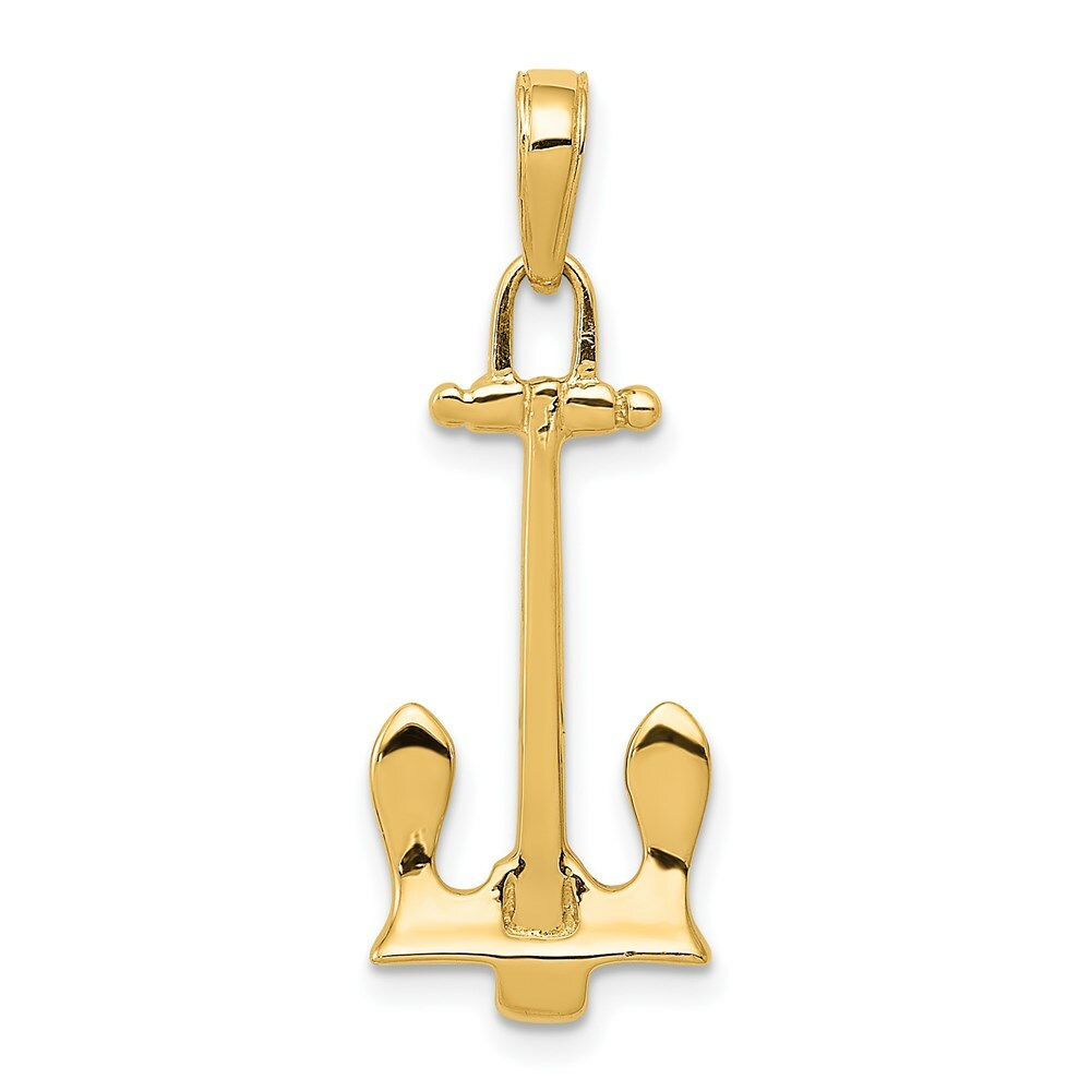 14K Yellow Gold Navy Anchor Pendant