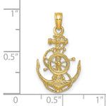 Load image into Gallery viewer, 14K Yellow Gold Small Anchor with Wheel Pendant
