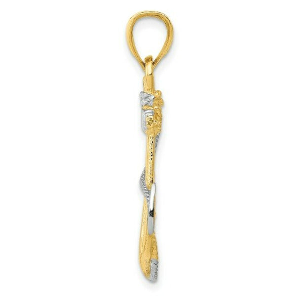 14K Two-tone Gold Anchor w/Rope Pendant