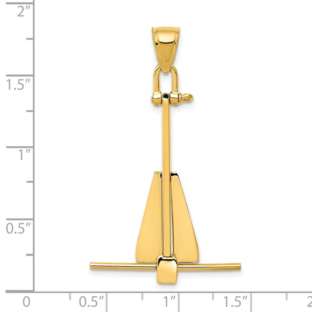 14K Yellow Gold Moveable Anchor Pendant
