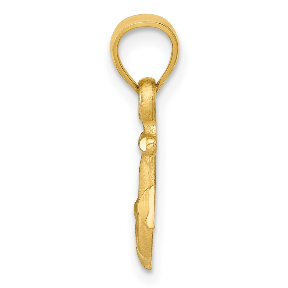 14K Yellow Gold Diamond-cut Anchor Pendant