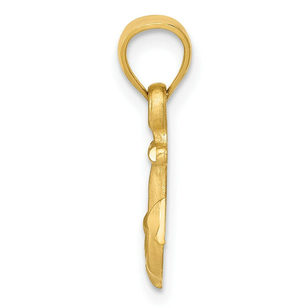 14K Yellow Gold Diamond-cut Anchor Pendant
