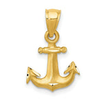 Load image into Gallery viewer, 14K Yellow Gold Diamond-cut Anchor Pendant
