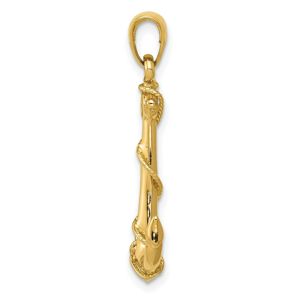 14K Yellow Gold Anchor w/Rope Pendant