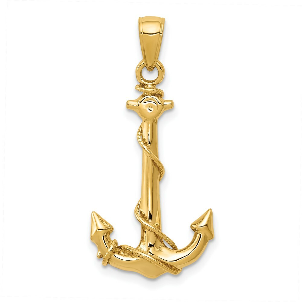14K Yellow Gold Anchor w/Rope Pendant