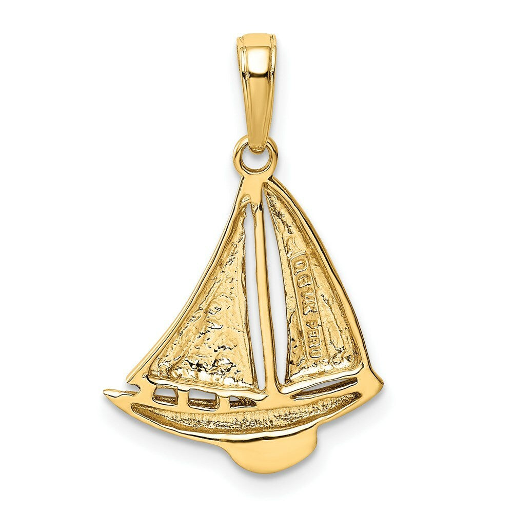 14K Yellow Gold Sailboat Pendant