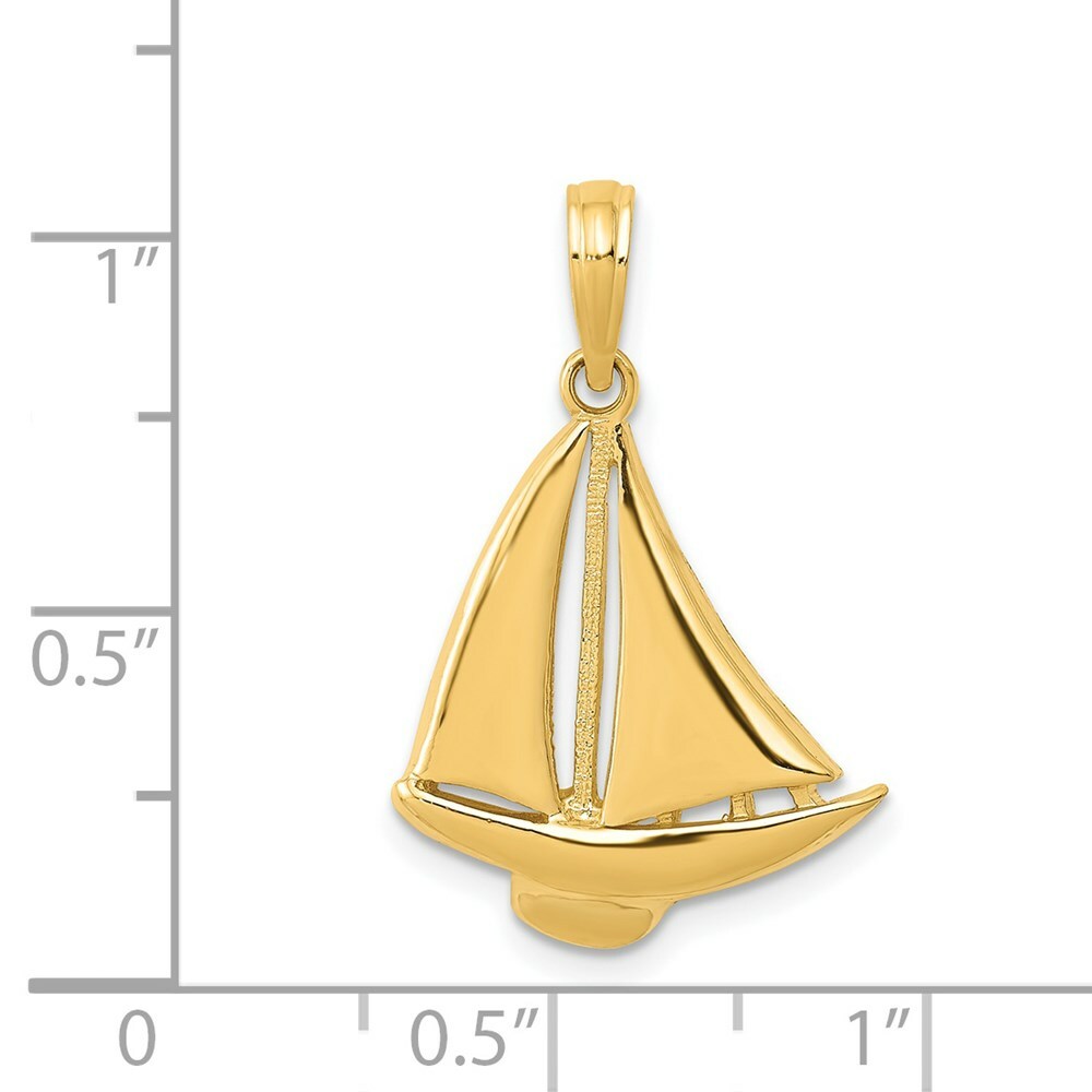 14K Yellow Gold Sailboat Pendant