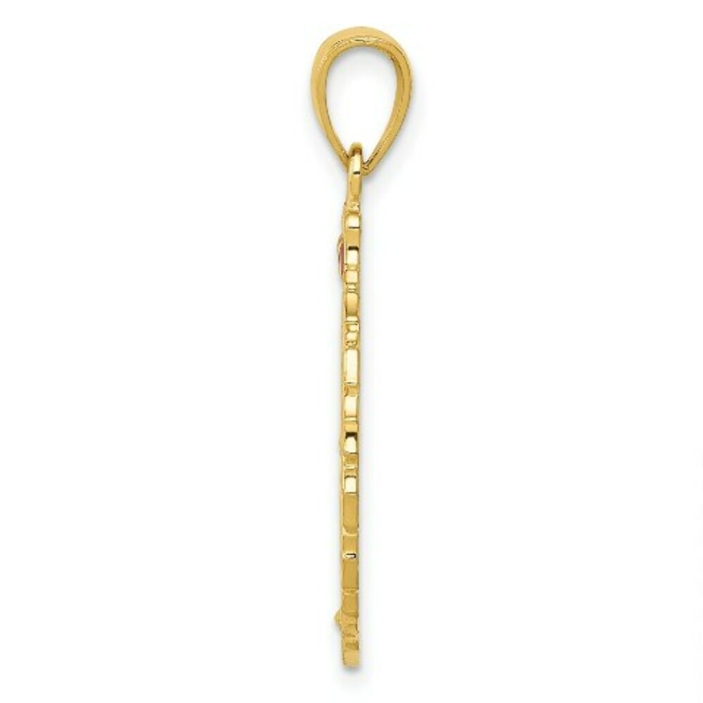 14K Yellow Gold Enameled Christmas Wreath Pendant