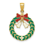 Load image into Gallery viewer, 14K Yellow Gold Enameled Christmas Wreath Pendant
