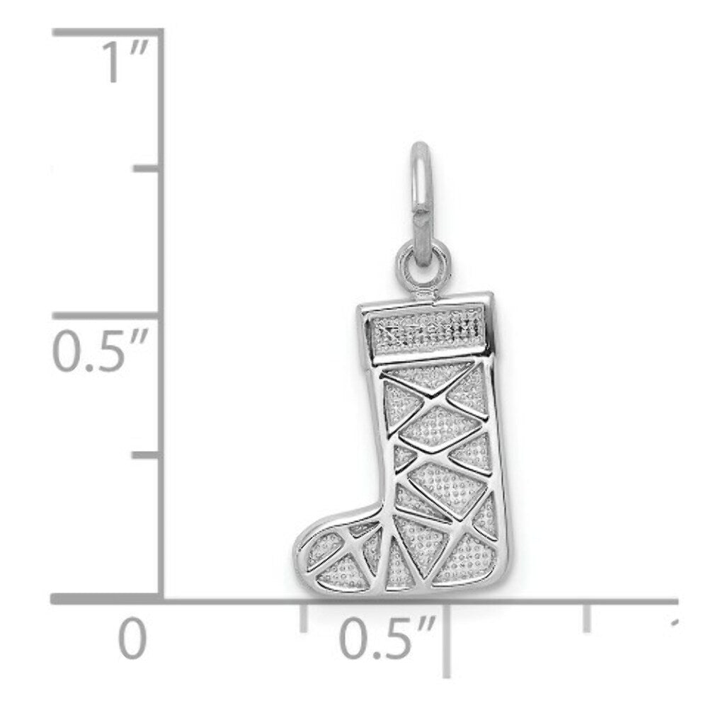 14K White Gold Christmas Stocking Charm