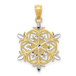 Load image into Gallery viewer, 14K Yellow Gold &amp; Rhodium Diamond-cut Snowflake Pendant
