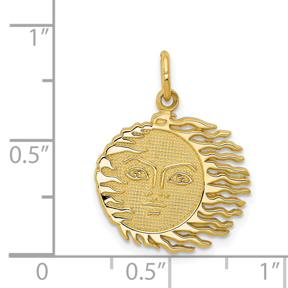 14K Yellow Gold Flaming Sun Charm