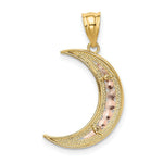 Load image into Gallery viewer, 14K Yellow Gold Yellow, Rose and Rhodium Diamond-cut Moon Pendant
