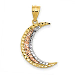 Load image into Gallery viewer, 14K Yellow Gold Yellow, Rose and Rhodium Diamond-cut Moon Pendant

