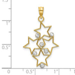 Load image into Gallery viewer, 14K Yellow Gold with White Rhodium Diamond-cut Star Cluster Charm Pendant
