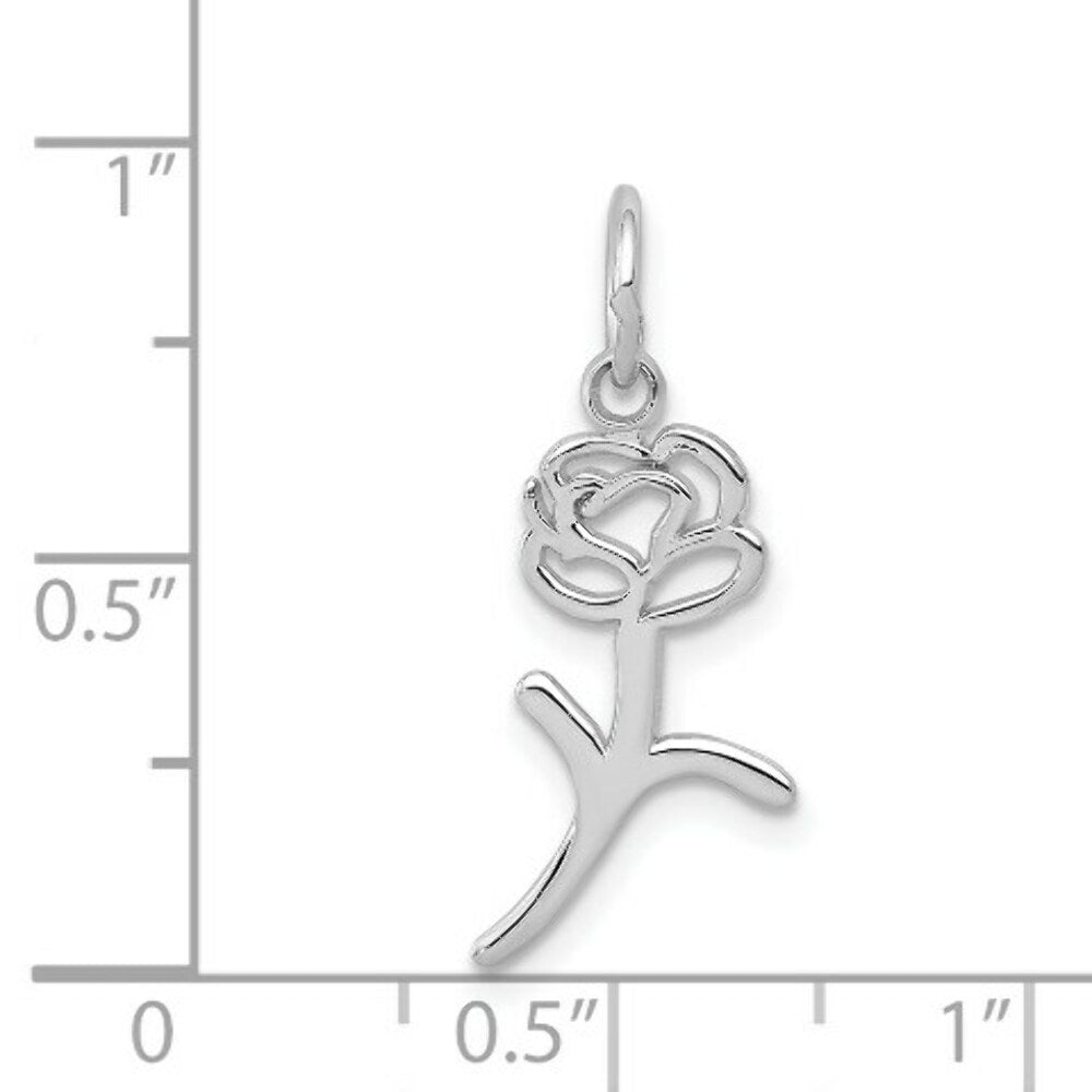 14K White Gold Rose Charm