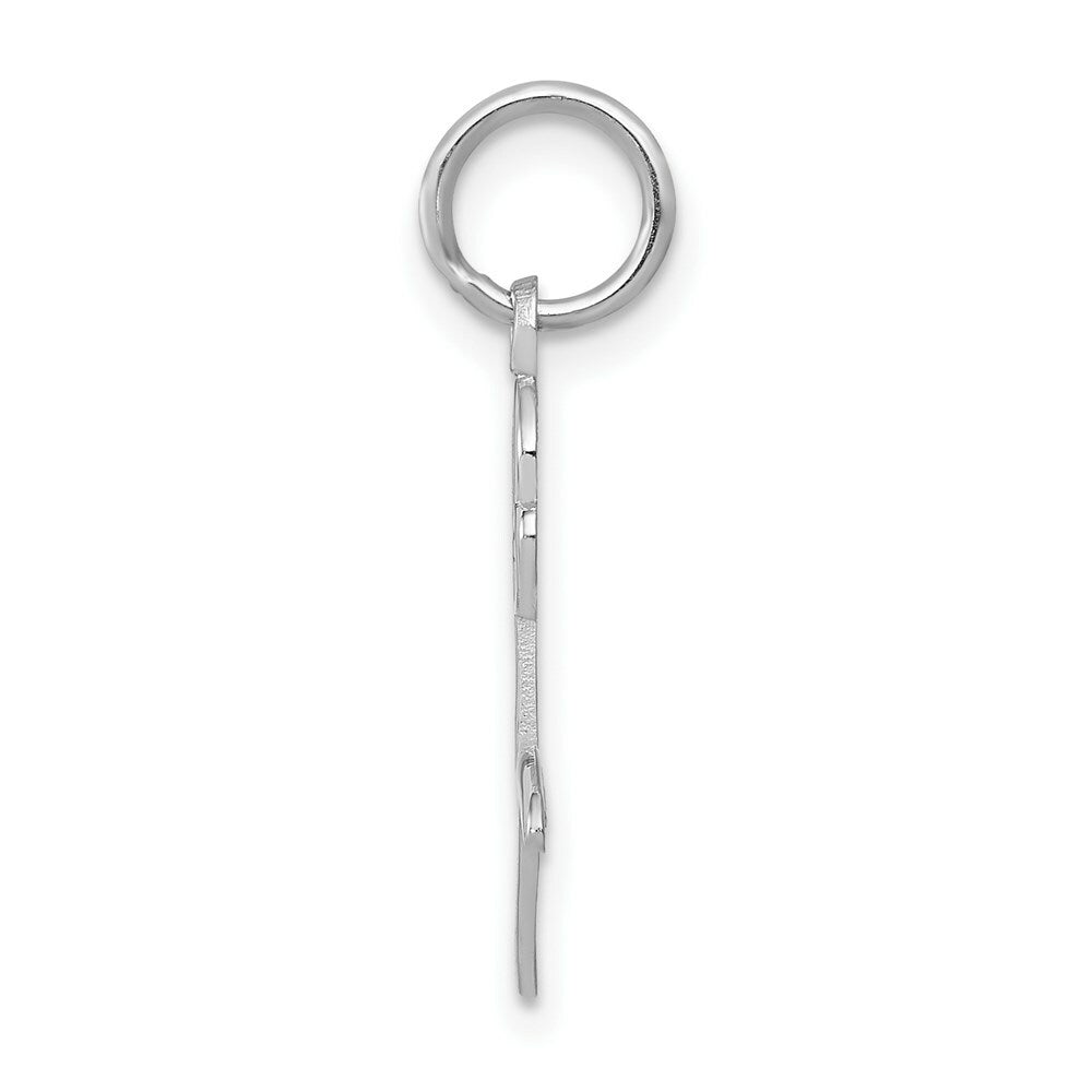 14K White Gold Rose Charm