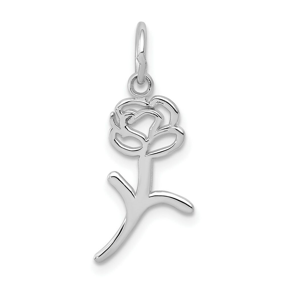 14K White Gold Rose Charm