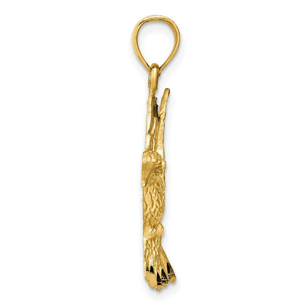 14K Yellow Gold Diamond-cut Hummingbird Pendant