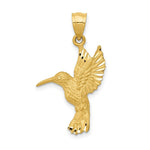 Load image into Gallery viewer, 14K Yellow Gold Diamond-cut Hummingbird Pendant
