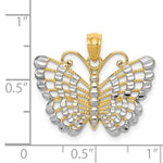 Load image into Gallery viewer, 14K Yellow Gold and Rhodium Diamond-cut Butterfly Pendant
