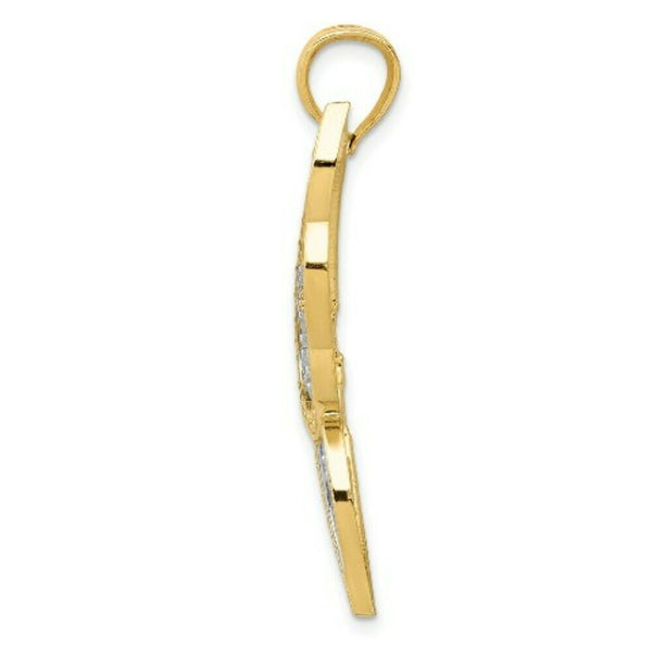 14K Yellow Gold & Rhodium Diamond-cut Butterfly Pendant